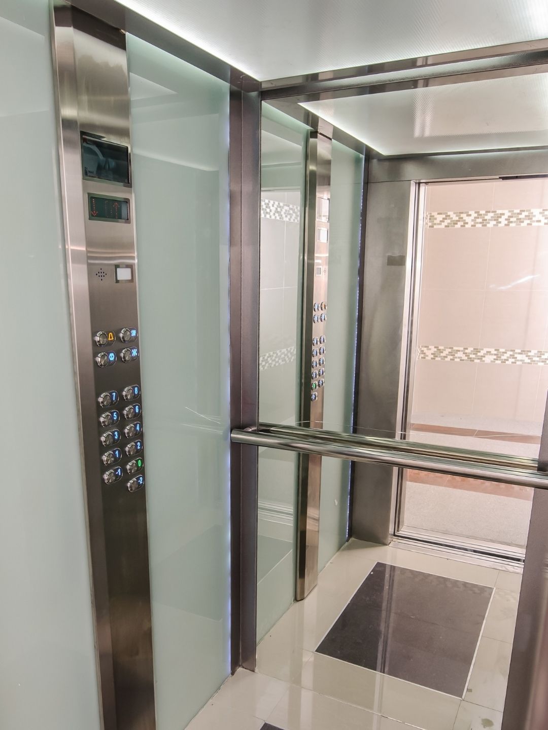 inside glass elevator