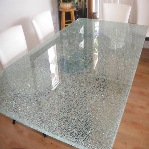 crackled glass dining table